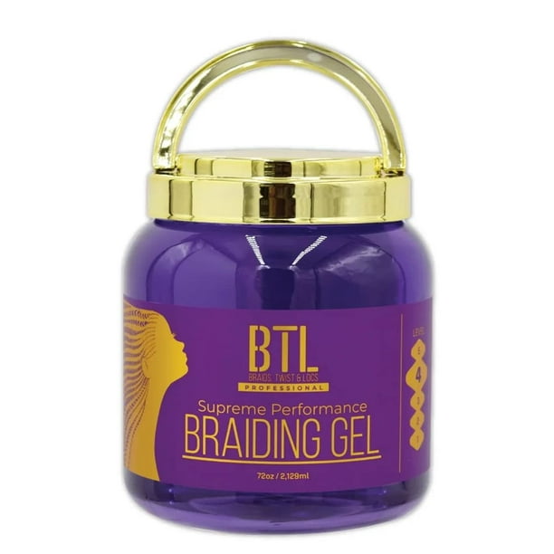 Gel para trenzas Btl Supreme, frasco extragrande de 72 oz - Solución definitiva para peinar trenzas, rastas y giros | Fijación fuerte y duradera | Fórmula ligera y no grasa | Ingredientes naturales pa
