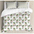 thumbnail image 1 of Flamingo Queen Size Duvet Cover Set, Watercolor Pattern with Exotic Birds Tree Leaves Orchid and Hibiscus Blossoms, Decorative 3 Piece Bedding Set with 2 Pillow Shams, Multicolor, by Ambesonne, 1 of 3