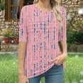 thumbnail image 6 of Summer Tshirts for Women Half Sleeve Floral Graphic Printed Tunic Tops Loose Fit Crew Neck Pleated Base Casual Tees (2XL, Pink), 6 of 7