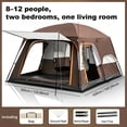 thumbnail image 3 of Cabin Style Camping Tent, 8-12 Person Waterproof Family Tent with 210D Oxford Fabric, All-Weather Outdoor Tent with Large Mesh Windows & PE Floor for Hiking, Backyard & Group Camping, Coffee, 3 of 11