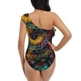 thumbnail image 5 of Sikiie Mandala Colorful Print Women One Piece Swimsuits Tummy Control One Shoulder Bathing Suits Ruffle Swimwear, From S to XXL-X-Large, 5 of 6