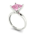 thumbnail image 2 of 2.5 ct Princess Cut Simulated Pink Diamond Solitaire Engagement Ring for Women in 18K White Gold, 2 of 5