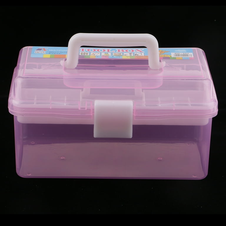 2Pcs Multipurpose Portable Storage Box Plastic Sewing Box, Tool Box, First  Aid Kit and Supplies Organizer Case with Handle and Removable Tray Pink and  Blue 