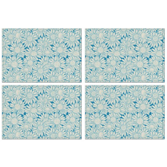 Daisy Flower Pattern Summer Placemats Table Placemats Set Of 4-Linen Kitchen Washable Placemats Table Mats 11.8"x17.7" Non-Slip Heat Resistant