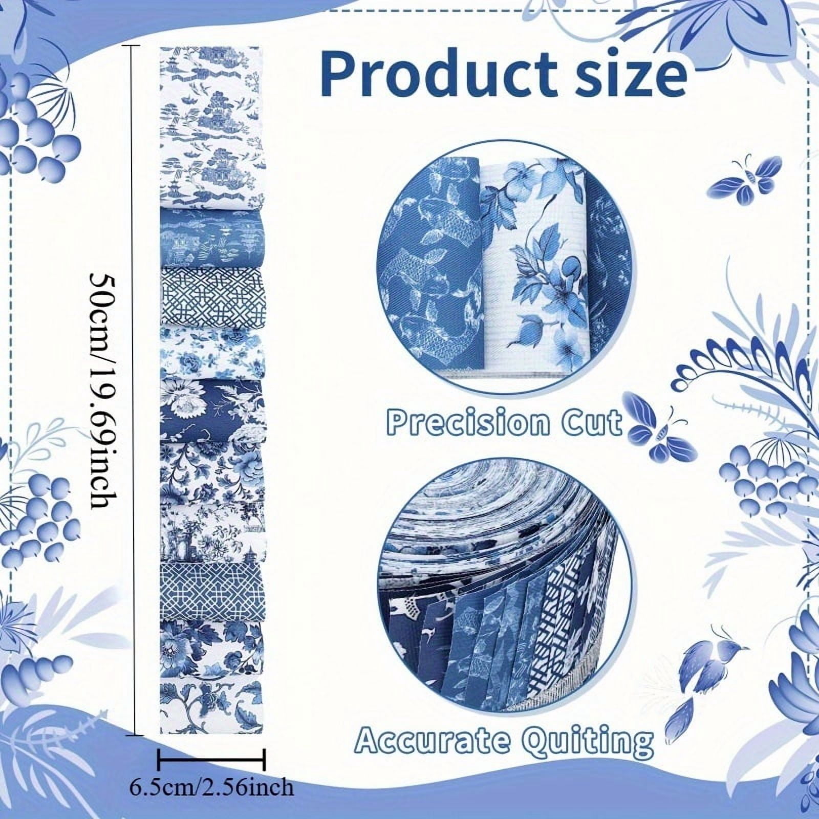 Heymaple 40Pcs Jelly Roll Fabric Strips for Quilting and Sewing, 2.6" x 20" Cotton Precut Fabric Squares for DIY Craft Handmade Accessories, Chinoiserie Series