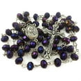 thumbnail image 2 of Nazareth Store Deep Purple Beads Rosary Catholic Necklace Holy Soil & Crucifix Cross Jerusalem Velvet Bag, 2 of 8