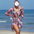 thumbnail image 2 of Trajes de Baño de Bikini de Mujer con Correas Impresas V Sexy Split Set de Tres Piezas, Diseño de Corte Alto para la Piscina de Playa Y las Vacaciones de Verano, 2 of 9