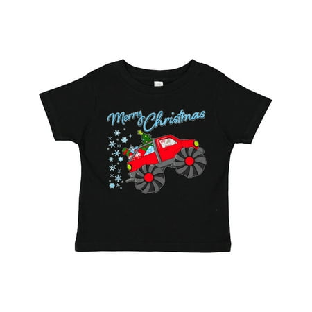 

Inktastic Merry Christmas- Santa Drives a Monster Truck Gift Toddler Boy or Toddler Girl T-Shirt