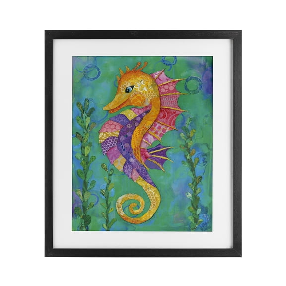 Stupell Industries Bohemian Seahorse with Patterned Scales Black Framed Print Under Glass, 13 x 16, by Lisa Morales