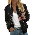 thumbnail image 2 of PNTUTB Women's Fashion Star Print Zipper Pocket Hoodless Casual Comfortable Long Sleeve Jacket&Flash Picks, 2 of 6