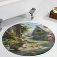 thumbnail image 4 of Easter Bunnies Rabbits Floral Medallion Round Rug - Small Round Area Rug, Soft Non-Slip Machine Washable Bedroom Mat Indoor Accent Entry Carpet for Office Desk Dorm Hallway, 4 of 7