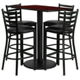 thumbnail image 2 of Flash Furniture 24'' x 42'' Rectangular Mahogany Laminate Table Set with 4 Ladder Back Metal Barstools - Black Vinyl Seat, 2 of 3