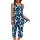 thumbnail image 3 of Conjunto de Ropa de Salón para Mujer Cuello Redondo Blusa sin Mangas Sólida Y Pantalones Cortos de Cintura Elástica Pantalones, Pantalones Cortos de Verano para Mujeres, 3 of 7