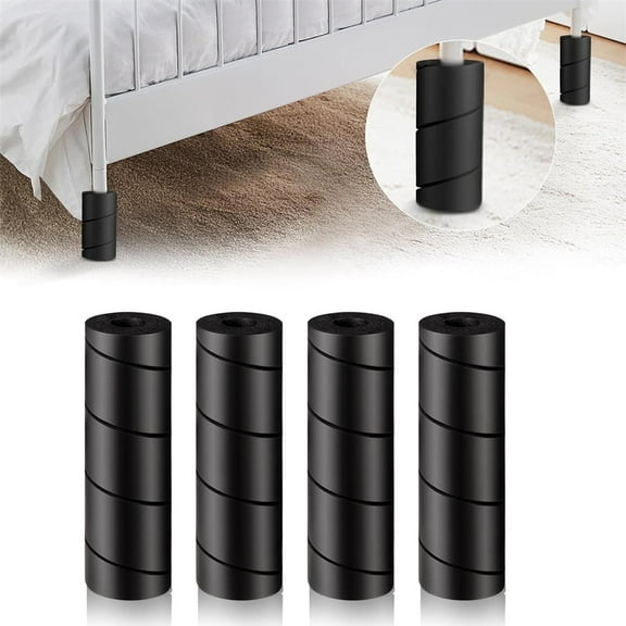 Triani 4Pcs Foam Bed Frame Leg Cover 6" Reusable Bed Feet Guards for Bed Frame Legs Prevents Toe Injuries Non-Adhesive Furniture Legs Protectors(Black)