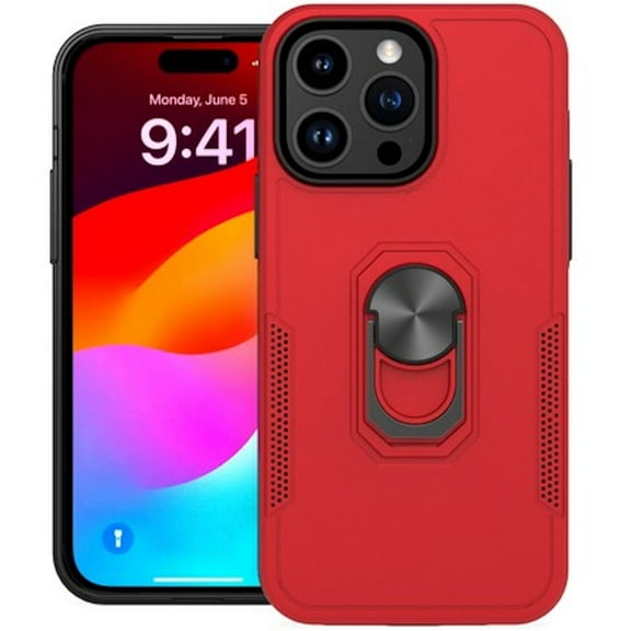 TUFF Hybrid Case with Ring Grip for iPhone 15 Pro - Red