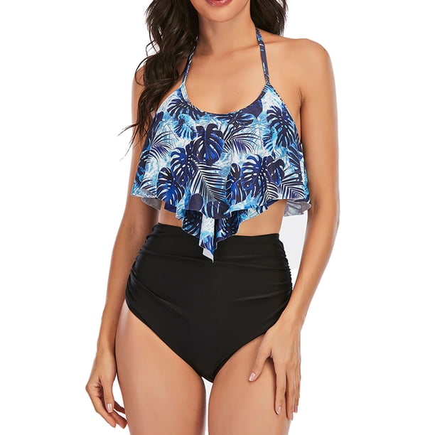 Traje de baño sexy para mujer Traje de baño de bikini de dos piezas con flores de honda Fridja nalpqowj20918
