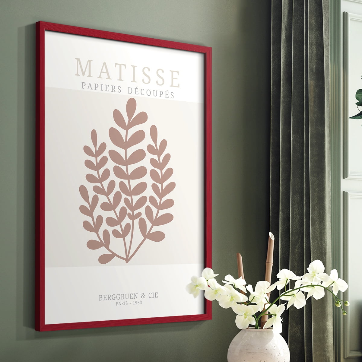 Matisse CDXXXIV in Red Solid Wood Framed Print No Nail Hanging