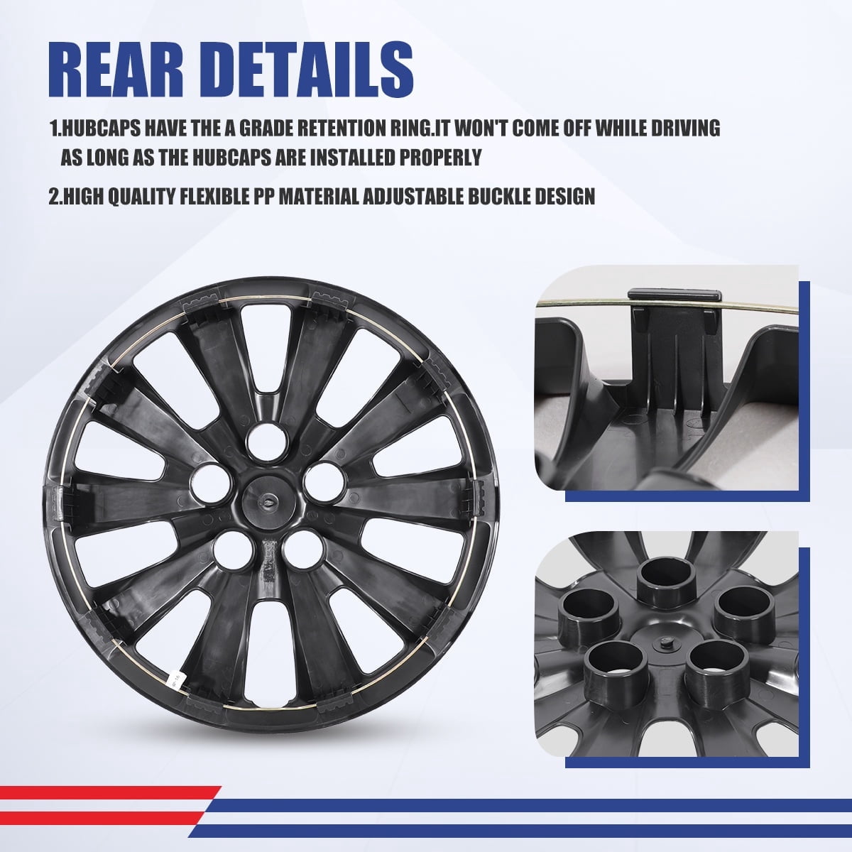 4 Pack 16" Hubcaps Wheel Rims Cover Fit for 2013-2019 Nissan Sentra & 2011-2017 Nissan Leaf Compatible with Steel Wheels,Snap on Installation,PP,Black Matte