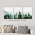 thumbnail image 2 of PixonSign Adhesive Canvas Print Wall Art Set - Watercolor Pine Tree Mountain Range Forest Art - Set of 3 Nature Wilderness Landscape Wall Décor for Living Room, Bedroom - 12"x16"x3 Panels Unframed, 2 of 5