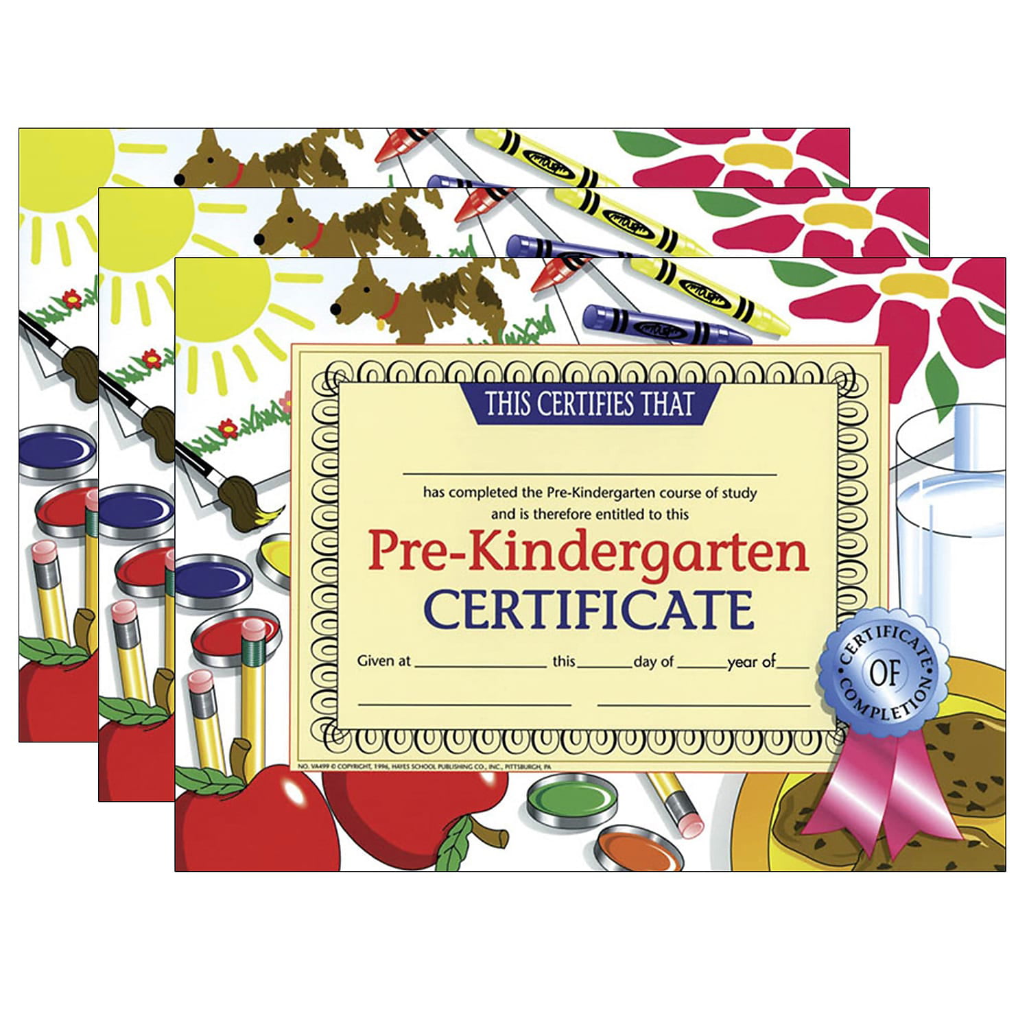 8.5 x 11 Pack of 30 Hayes Kindergarten Certificate 