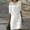 A White, variant on Summer Dresses For Women Casual Comfy Dresses Solid Color V-neck Cotton Linen Swing Flowy Beach Vacation Sundress White Size L