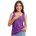 thumbnail image 4 of Scyoekwg Kids Tank Tops for Girls Sequin Sleeveless Tank Top Round Neck Sparkly Glitter Top Casual Birthday Party Shirts (Purple,8-9 Years), 4 of 8