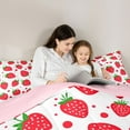 thumbnail image 5 of Homewish Kawaii Strawberry 7-Piece Bedding Comforter Set,Geometric Circle King Bedding Sets,White Red Bed Sheets For Girls Kids,Breathable Home Decor Reversible, 5 of 9