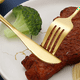 thumbnail image 2 of Juego de vajilla de acero inoxidable de 24 piezas, cubiertos, cuchara, tenedor, cuchillo, cubiertos occidentales, cubiertos, negro y dorado, 2 of 7
