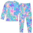 thumbnail image 2 of FORMRS Long Sleeve Top and Pants Pajama Set for Niños 2-Piece Sleepwear, Sizes 18M-8Y, Neon Starfish Pattern, 2 of 6