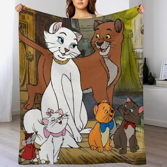 Aristocats Blanket Cute Soft Lightweight Fuzzy Plush Throw Blankets Cozy Flannel Blankets for Sofa Couch Travel Home Bedroom Decor Gifts 30"x40"