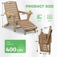 thumbnail image 3 of Folding Adirondack Chair with Ottoman HDPE Patio Chair Pull Out Footrest with 2 Cup Holders Garden Lawn Teak, 3 of 10