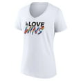 thumbnail image 2 of Women's White Los Angeles Dodgers Love Wins V-Neck T-Shirt, 2 of 3