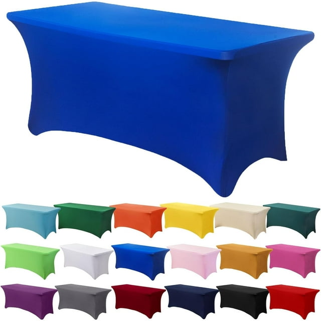 GFDYREE Spandex Tablecloth 6FT Stretch Table Cover Fitted Rectangular Tables, Universal Stretch Patio Table Cloth for Wedding, Banquet, Party and Event(Royal Blue, 6FT