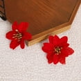 thumbnail image 4 of FOMIYES Red Glitter Christmas Poinsettia Flowers PVC Decor for Trees, 4 of 8