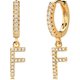 thumbnail image 1 of Pendientes de aro chapados en oro de 18 quilates con circonita cúbica pavimentada, pendientes de aro Huggie con iniciales Az 26, pendientes de abalorios con letras personalizados, pequeños colgantes m Feliz Sencillez, 1 of 4