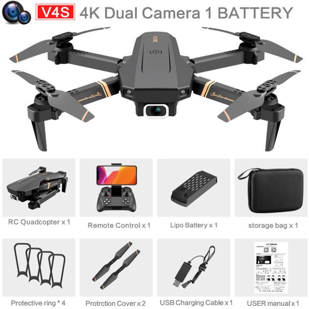 V4 Rc Drone 4k HD Cámara gran angular 1080P WiFi fpv Drone Cámara dual Quadcopter Transmisión en tiempo real Helicóptero Dron Juguetes de regalo Tan Jianjun unisex