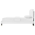 thumbnail image 4 of Platform Bed Frame, Queen Size, White, Velvet, Modern Contemporary, Bedroom Master Guest Suite Room, 4 of 5