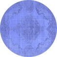 thumbnail image 1 of Ahgly Company Machine Washable Indoor Round Oriental Blue Industrial Area Rugs, 4' Round, 1 of 4