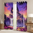 thumbnail image 2 of Homewish Dreamy Castle Blackout Curtains for Girls, Rainbow Stars Floral Curtains Pack of 2 (42x84 Each), 2 of 5