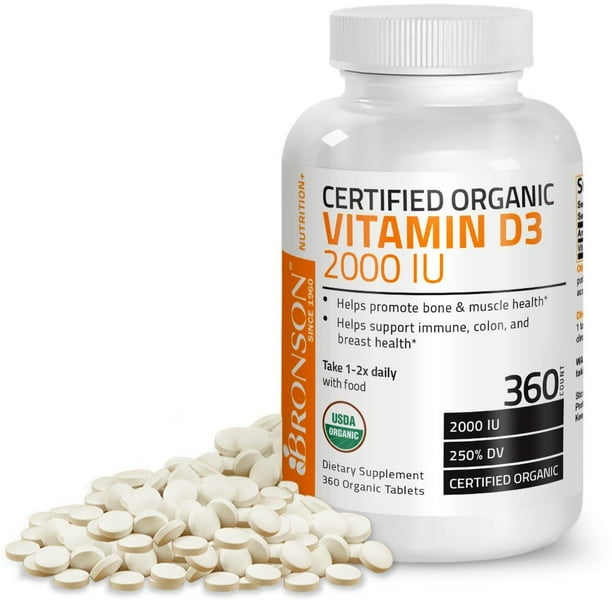 Vitamin D3 2000 IU Bone Health and Immune Support, USDA Certified