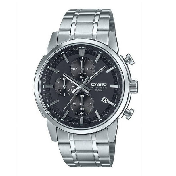 Casio Standard Analog Chronograph Stainless Steel Black Dial Quartz MTP-E510D-1A1V Men's Watch