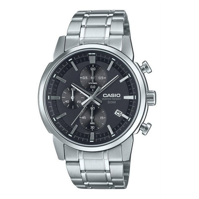 Casio Standard Analog Chronograph Stainless Steel Black Dial Quartz MTP-E510D-1A1V Men's Watch