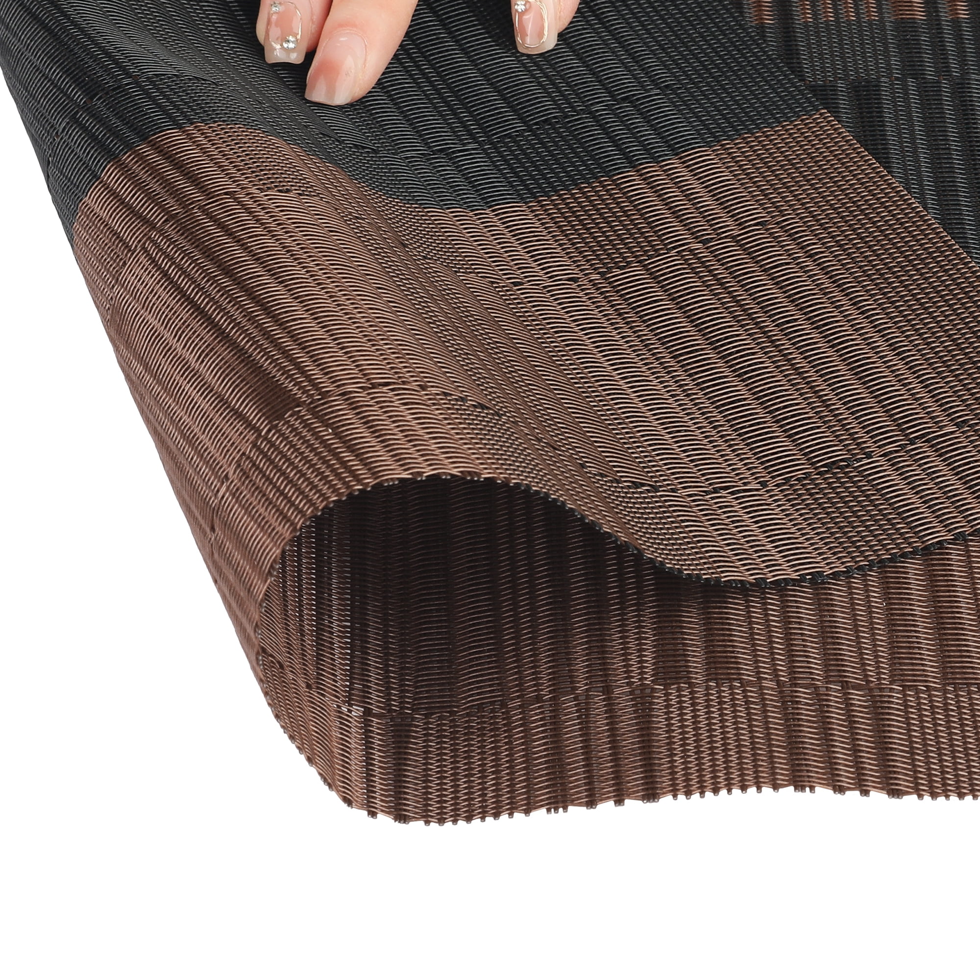 Unique Bargains Placemats Set of 6, Heat-Resistant Placemat, Polyvinyl Chloride Place Mats Coffee 18x12 inch