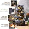 thumbnail image 3 of 5-Tier Rock Solar Water Fountain Outdoor Garden, 36.2''Tall Cascading Natural Solar Powered Fountain Outdoor with LED Lights, Water Feature for Garden, Patio, Deck, Backyard Decor, 3 of 9
