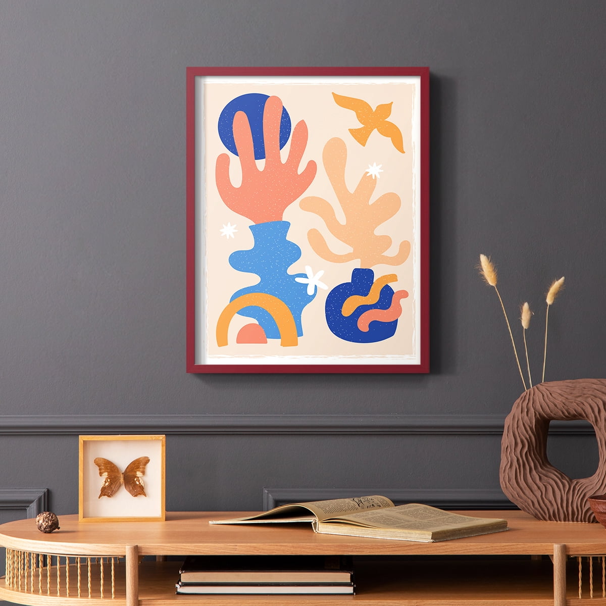 Matisse CDLXII in Red Solid Wood Framed Print No Nail Hanging