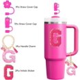 thumbnail image 2 of xianyou-Cup Accessories Set for Stanley Cup 30oz 40oz tumbler with handle, Including Silicone Straw Topper Cover Cap, Handle Charm, Initials Sticker Fuchsia (G), 2 of 4