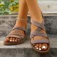 thumbnail image 5 of Flat Sandals for Women 2026 Comfortable Open Toe Wide Width Sandals Elastic Ankle Strap Walking Shoes for Women, 5 of 6