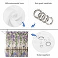 thumbnail image 3 of Polyester Fabric Spring Purple Flowers Shower Curtain, Farmhouse Leaves Fences Burlap Waterproof Bathtub Curtain Bathroom Decor Set with Hooks 36 x 72 Inches, 3 of 6