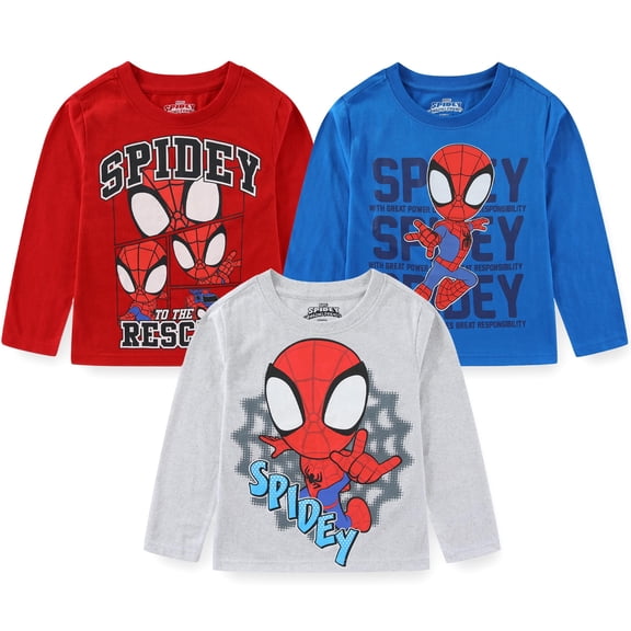 Marvel Spidey & His Amazing Friends Long Sleeve Shirt (Boys), 3 Pack, Sizes 2T-7