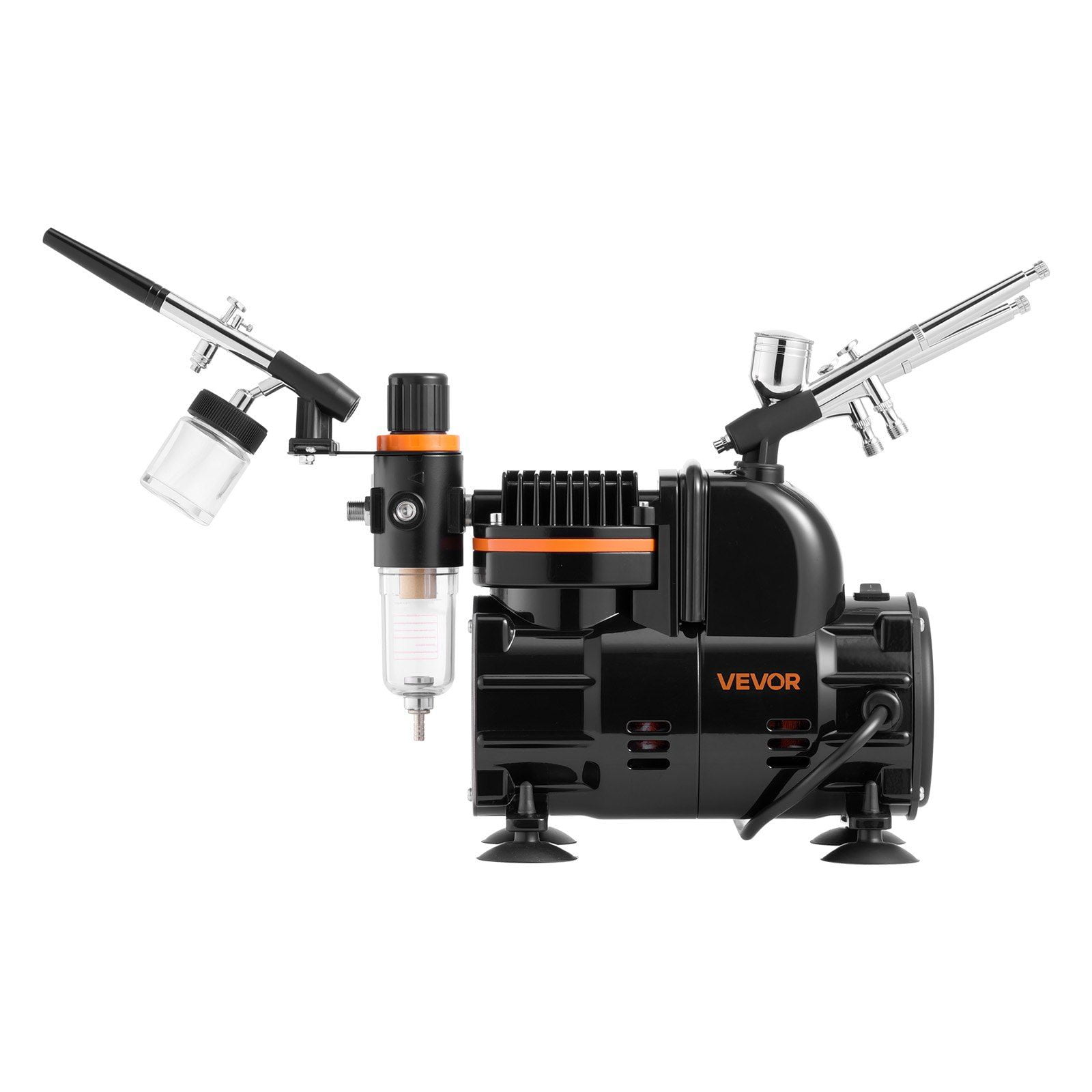 CAFORKP Professional Airbrush Kit 1/6 HP Compressor, 3 Dual-Action Airbrushes with Tips, Hose & Acrylic Paint - For Cake, Model, Nail Art